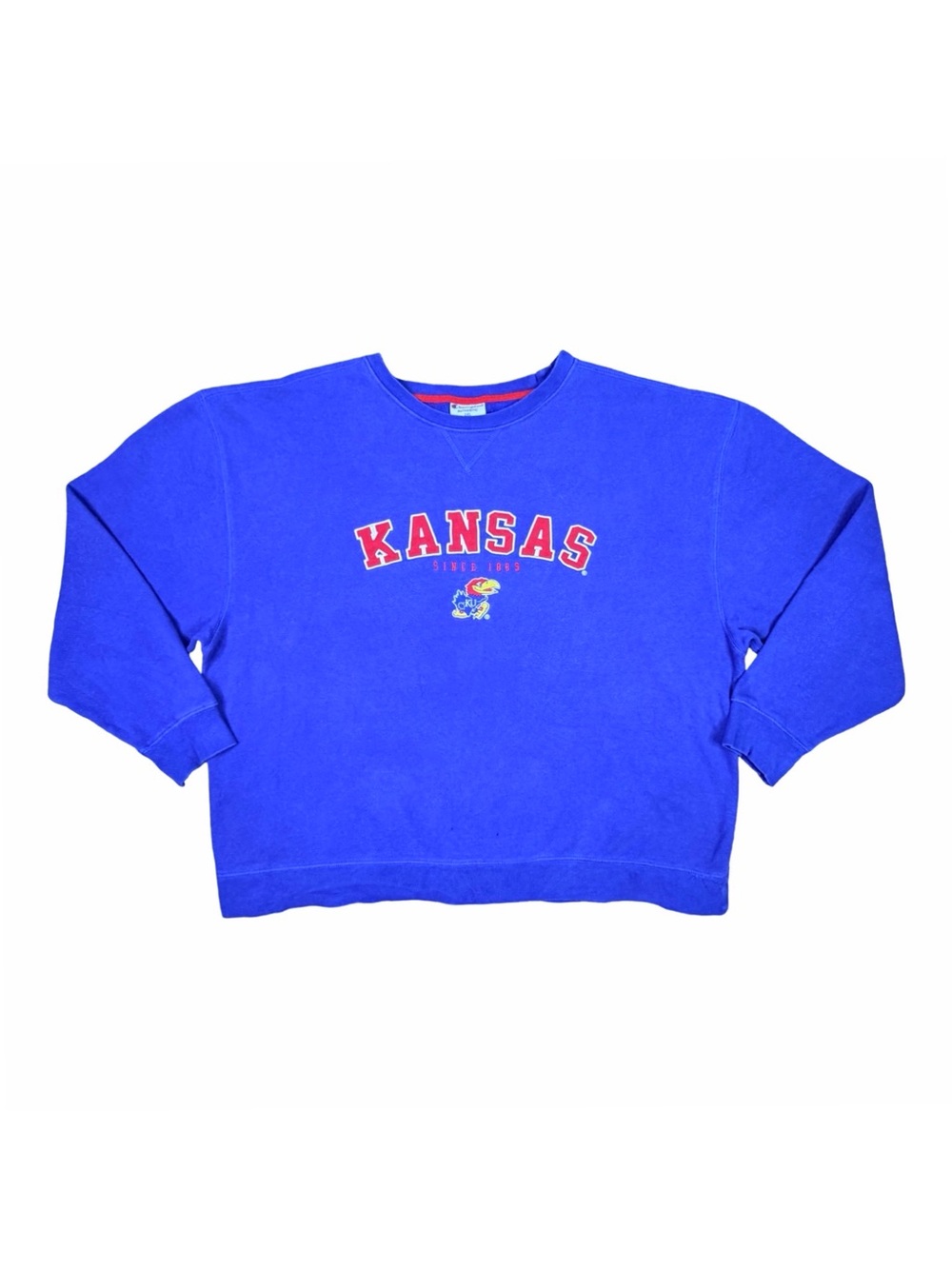 Vintage Champion University of Kansas Jayhawks Crew Neck Sweatshirt - Size 2XL